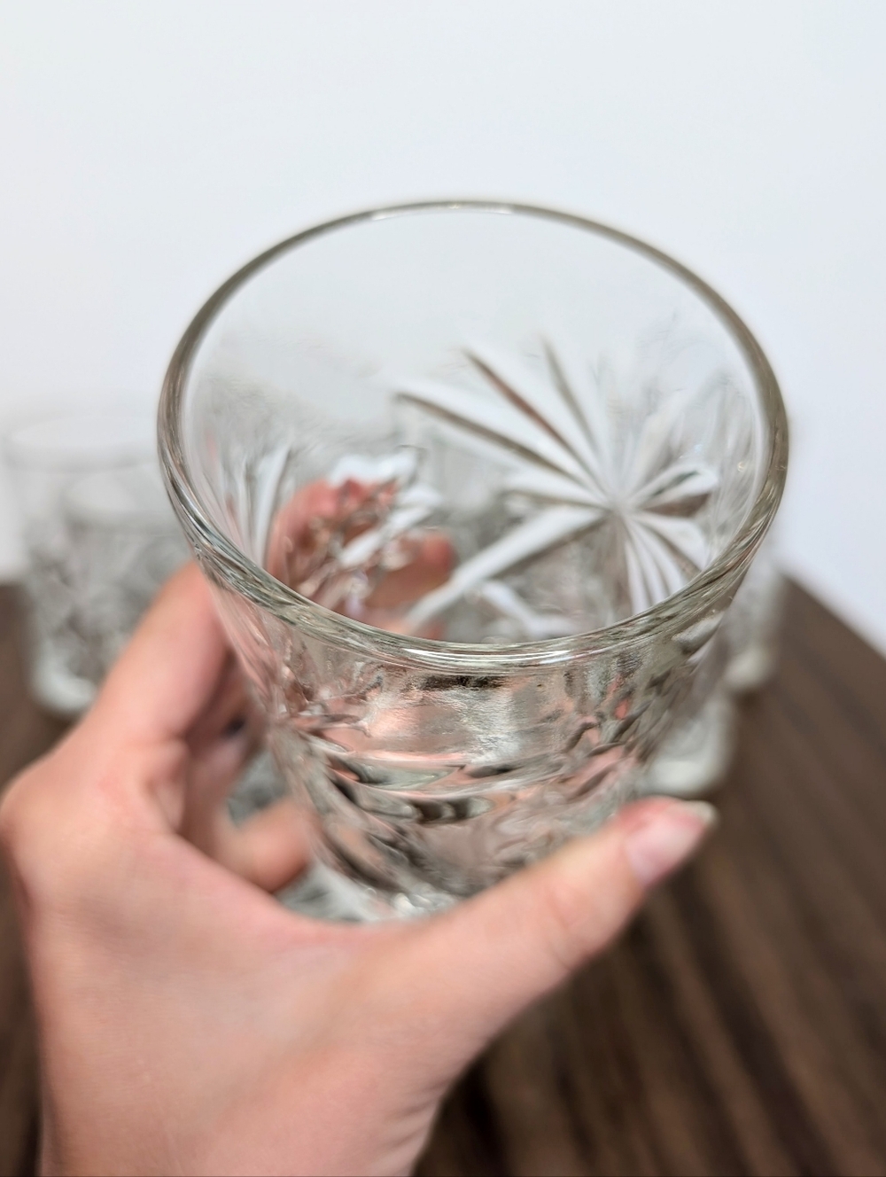 Set Of 10 Vintage 60s Anchor Hocking Prescut Pattern Flat Tumblers Pressed Glass - Picture 8 of 16